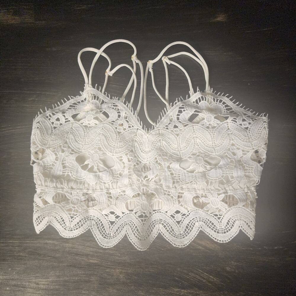 Anthropologie Elegant Lace Bralette Bra Top Tank Off-White Small S